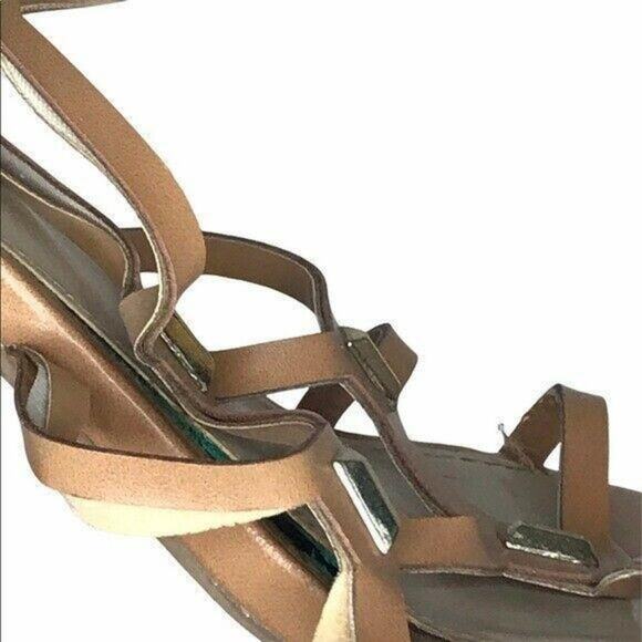 Chic Brown Strappy Gladiator Heels Fergie Sandals Women’s Size 9 - Picture 6 of 8
